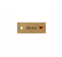 Картонная бирка «Merci» крафт с сердечком (25 шт.)