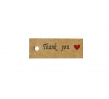 Картонная бирка «Thank you» крафт с сердечком (25 шт.)