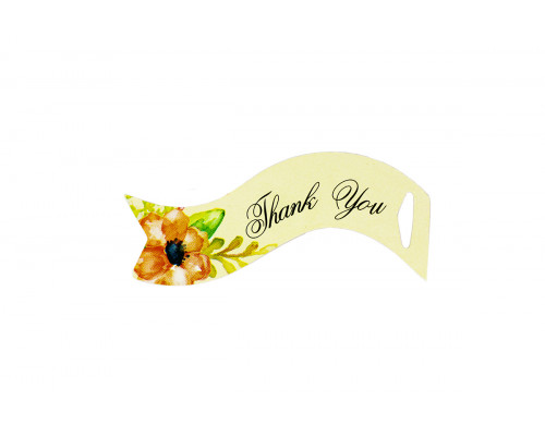 Картонная бирка «Thank You» желтая с цветком (25 шт.)