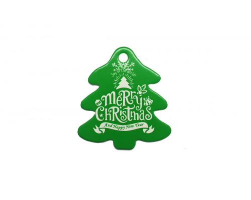 Картонная бирка «Merry Christmas» ёлочка зеленая оптом (25 шт.)