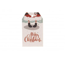 Картонная бирка «Merry Christmas» ноги Санта-Клауса белая (25 шт.)