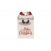 Картонная бирка «Merry Christmas» ноги Санта-Клауса белая оптом (25 шт.)