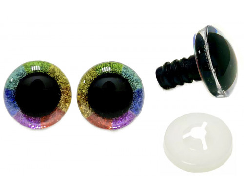 Глаза винтовые оптом 12 мм радуга 3D (10 шт. – 5 пар)