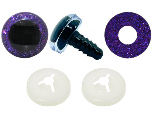 Глаза винтовые оптом 12 мм темно-фиолетовые 3D (10 шт. – 5 пар)