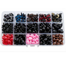 Глазки и носики для игрушек набор разных размеров 752 шт винтовые