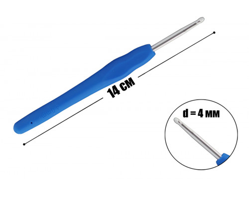 Крючок для вязания оптом 4 мм с каучуковой ручкой