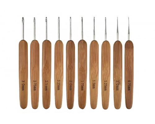Набор крючков с бамбуковой ручкой 10 шт (0.75-3.0) оптом