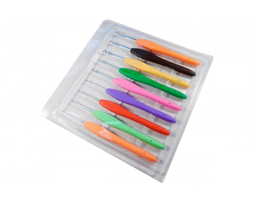 Набор крючков для вязания с каучуковой ручкой 9 шт (2.0-6.0) оптом