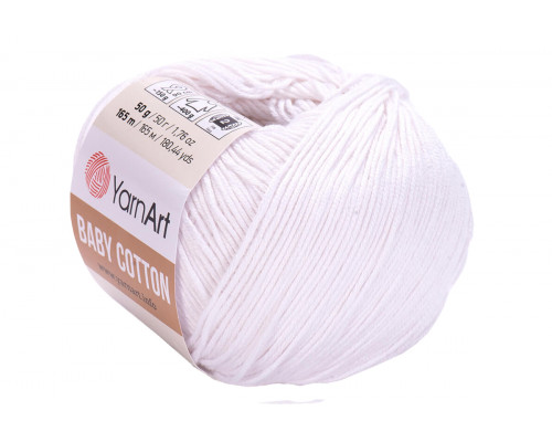 Пряжа YarnArt Baby Cotton оптом – цвет 400 ультрабелый