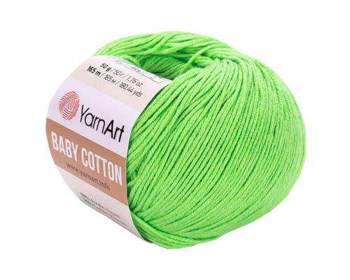 Пряжа YarnArt Baby Cotton оптом – цвет 438 салатовый неон