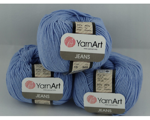 Пряжа/нитки YarnArt Jeans оптом – цвет 15 голубой