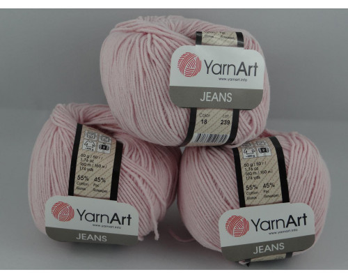 Пряжа/нитки YarnArt Jeans оптом – цвет 18 нежно-розовый