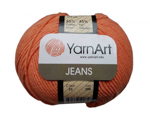 Пряжа/нитки YarnArt Jeans оптом – цвет 23 морковный