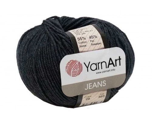 Пряжа/нитки YarnArt Jeans оптом – цвет 28 темно-серый