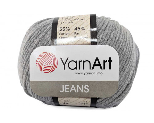 Пряжа/нитки YarnArt Jeans оптом – цвет 46 серый