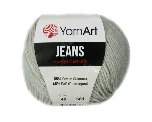 Пряжа/нитки YarnArt Jeans оптом – цвет 49 светло-серый