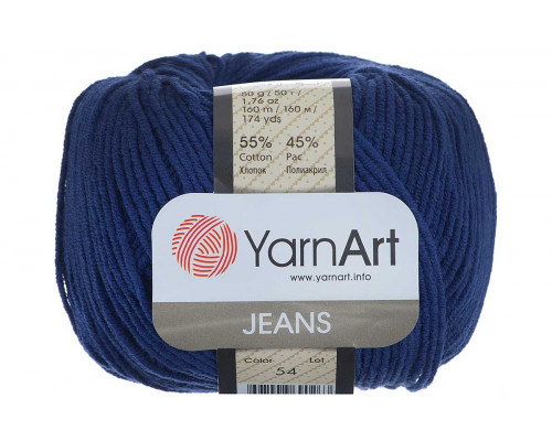 Пряжа/нитки YarnArt Jeans оптом – цвет 54 глубокий синий