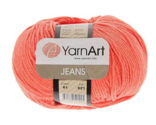 Пряжа/нитки YarnArt Jeans оптом – цвет 61 коралл
