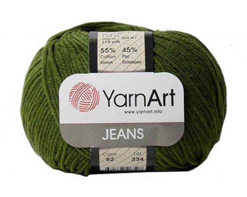 Пряжа/нитки YarnArt Jeans оптом – цвет 82 хаки
