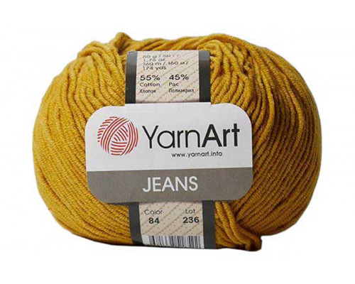 Пряжа/нитки YarnArt Jeans оптом – цвет 84 горчица