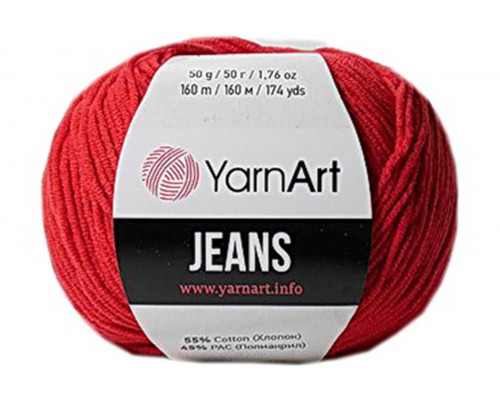 Пряжа/нитки YarnArt Jeans оптом – цвет 90 ярко-красный