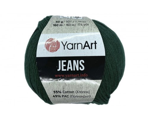 Пряжа/нитки YarnArt Jeans оптом – цвет 92 ель