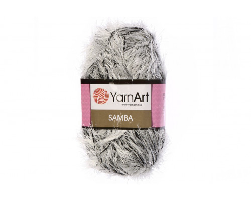 Пряжа YarnArt Samba оптом – цвет A64 белое серебро-черый